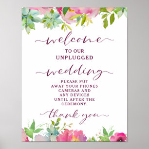 Blühendes Chic Floral Unplugged Wedding Table Sign Poster