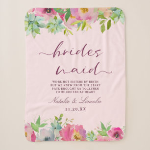Blühendes Chic Mint & Blassrosa Brautjungfer-Zitat Sherpadecke