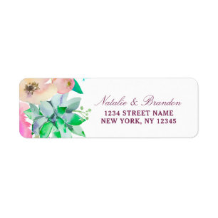 Blühendes Chic Mint & Blush Hochzeits-Rücksendeadr