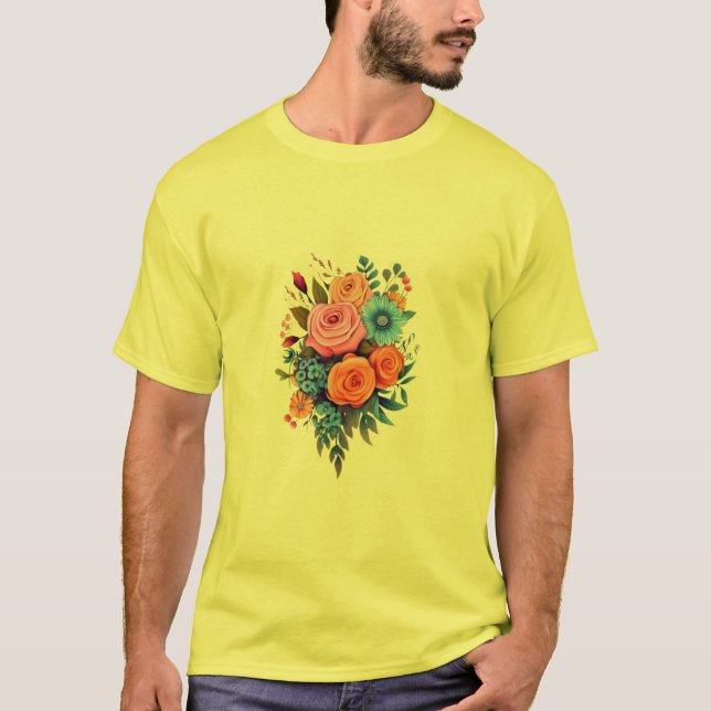 Blühendes graues T-Shirt (Vorderseite)