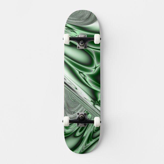Blühendes grünes Fraktal Skateboard (Vorderseite)