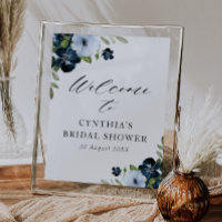 Blühendes hellblaues Brautparty Begrüßungszeichen