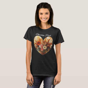Blühendes Herz anpassbares Text-T-Shirt T-Shirt