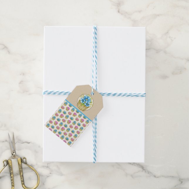 Blühendes hübsches Geschenk-Tag Geschenkanhänger (Mit Garn)