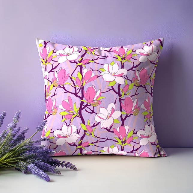 Blühendes Magnolia-Kissen Kissen (Blooming Magnolia Throw Pillow)