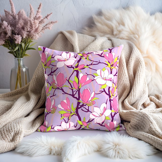 Blühendes Magnolia-Kissen Kissen (Blooming Magnolia Throw Pillow)