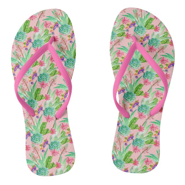 Blühendes Muster von Aquarellfarben Flip Flops (Fußbett)