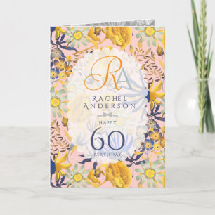 Blühendes Mystisches Florales Monogramm Geburtstag Karte
