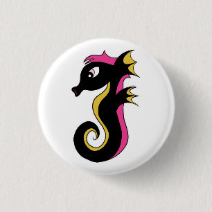 blühendes Neon-Seepferd Button