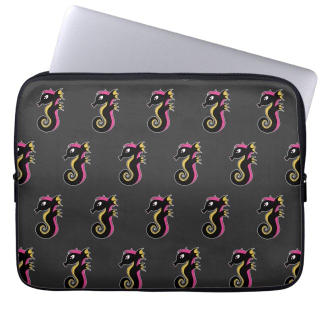 blühendes Neon-Seepferd Laptopschutzhülle (Vorderseite)