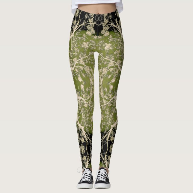 Blühendes Niederlassungs-Muster Leggings (Vorderseite)