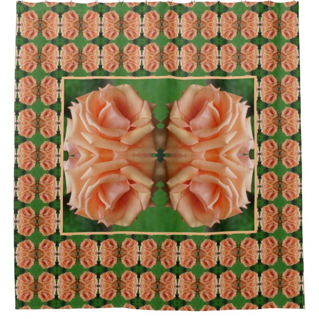 Blühendes Peach Rose Abstraktes Muster Duschvorhang (Vorderseite)