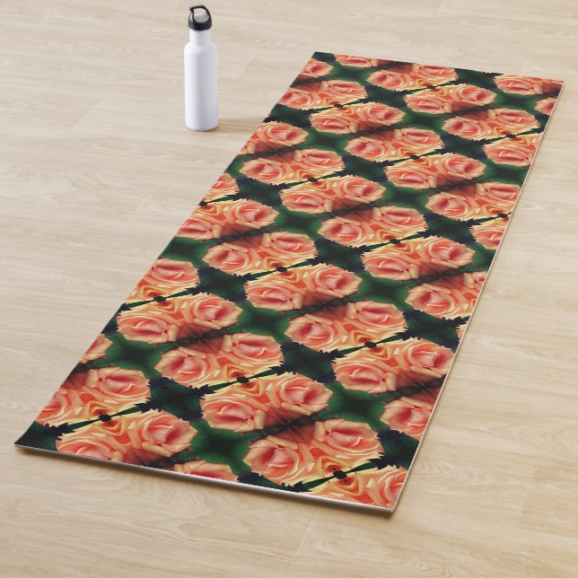 Blühendes Peach Rose Abstraktes Muster Yogamatte (Beispiel)