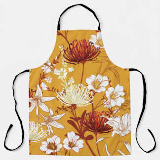 Blühendes Retro: Unvollendete Florale Linienkunst Schürze