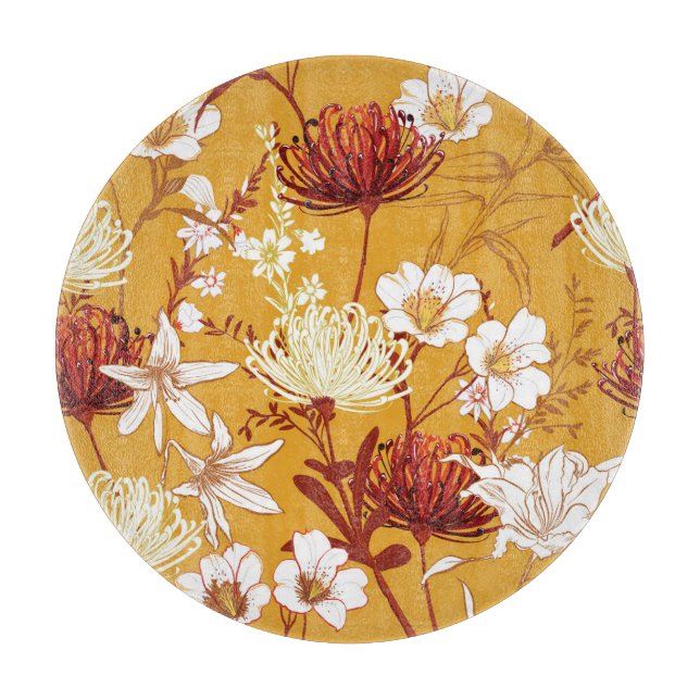 Blühendes Retro: unvollendete Kunst der Blumenschl Schneidebrett (Vorderseite)