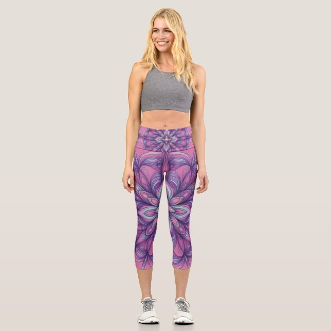 Blühendes Rosa Capri Leggings (Vorderseite)