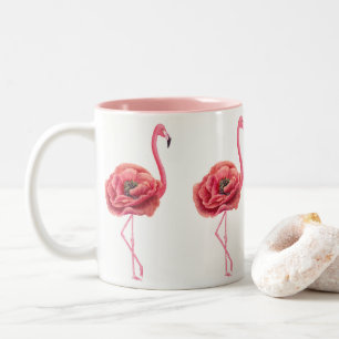 Blühendes rosa Flamingo-Geschenk Zweifarbige Tasse