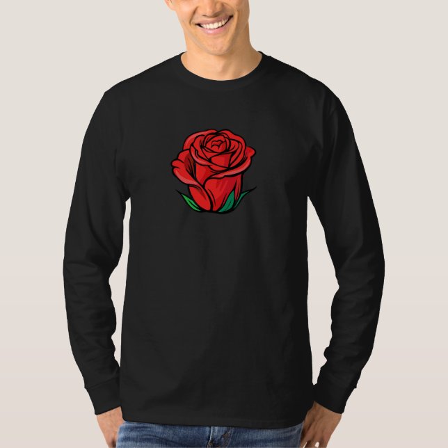 Blühendes rotes Rosenblatt Blumen Blüte T-Shirt (Vorderseite)