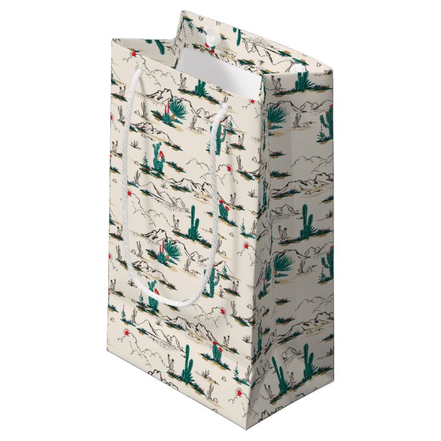 Blühendes Succulents-Muster Kleine Geschenktüte (Vorderseite Schrägansicht)