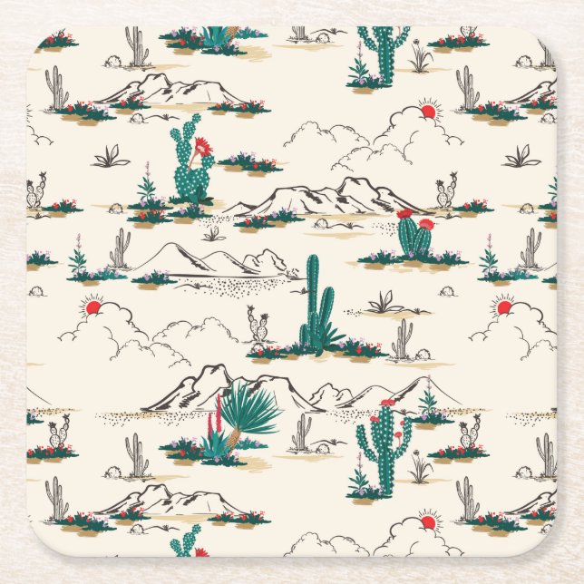 Blühendes Succulents-Muster Rechteckiger Pappuntersetzer (Vorderseite)