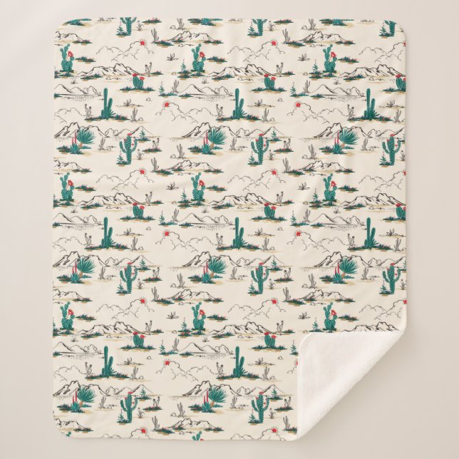 Blühendes Succulents-Muster Sherpadecke (Vorderseite)