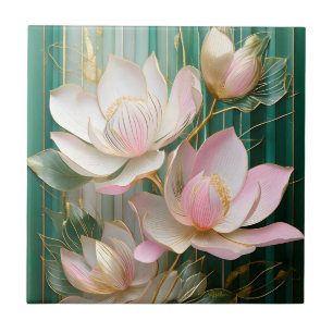 Blühendes Tapetenbild Japanische Magnolienkunst Fliese
