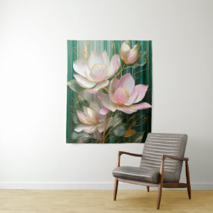 Blühendes Tapetenbild Japanische Magnolienkunst Wandteppich