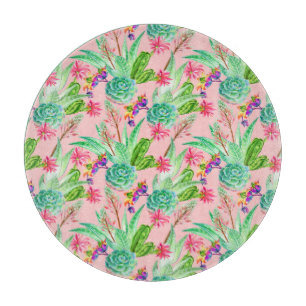 Blühendes Wasserfarbenmuster Schneidebrett