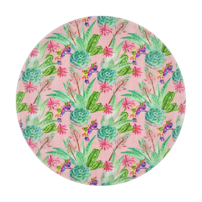 Blühendes Wasserfarbenmuster Schneidebrett (Vorderseite)