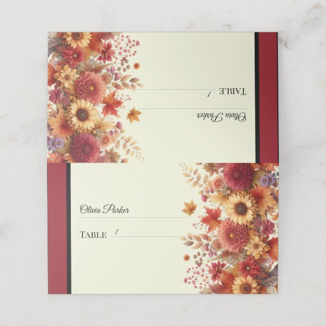 Blühtest Aquarellcreme Place C Platzkarte (Außenseite Aufgefaltet)