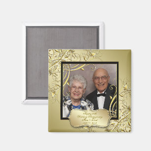 Blühtest Gold Black 50. Hochzeitsszenario Foto Magnet