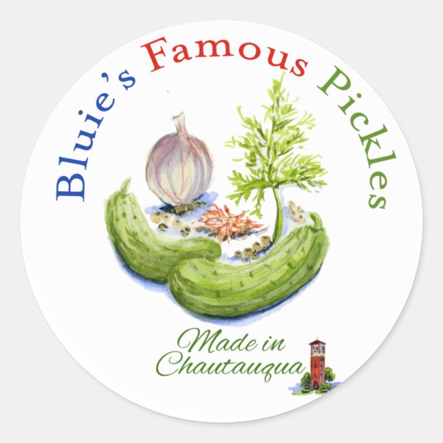 Bluie's berühmte Pickles Runder Aufkleber (Vorderseite)