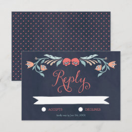 Bluish Chalkboard Elegant Floral Wedding RSVP Karte