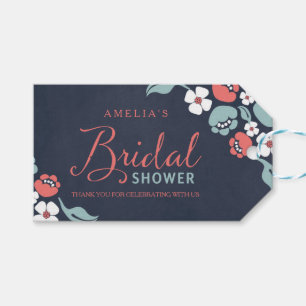Bluish Chalkboard Floral Brautparty Geschenk Tag Geschenkanhänger