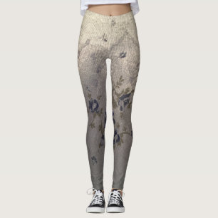 Bluish Floral Design Leggings