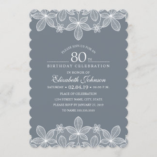 Bluish Gray 80. Geburtstagsparty Creative Lace Einladung