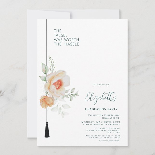 Bluish Green Tassel war es wert, Abschluss zu mach Einladung (Vorderseite)