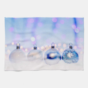 Bluish Silver Weihnachtsdekor Balls Geschirrtuch