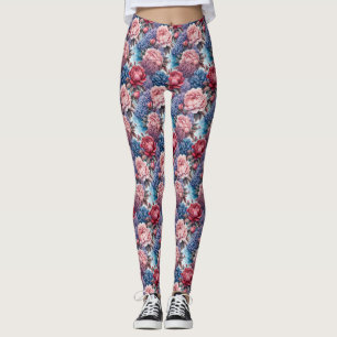 Blümchen in Blau und Rosa Leggings