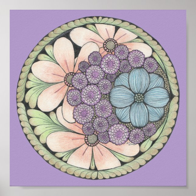 Blume4 doodle art print 8x8in. poster (Vorne)