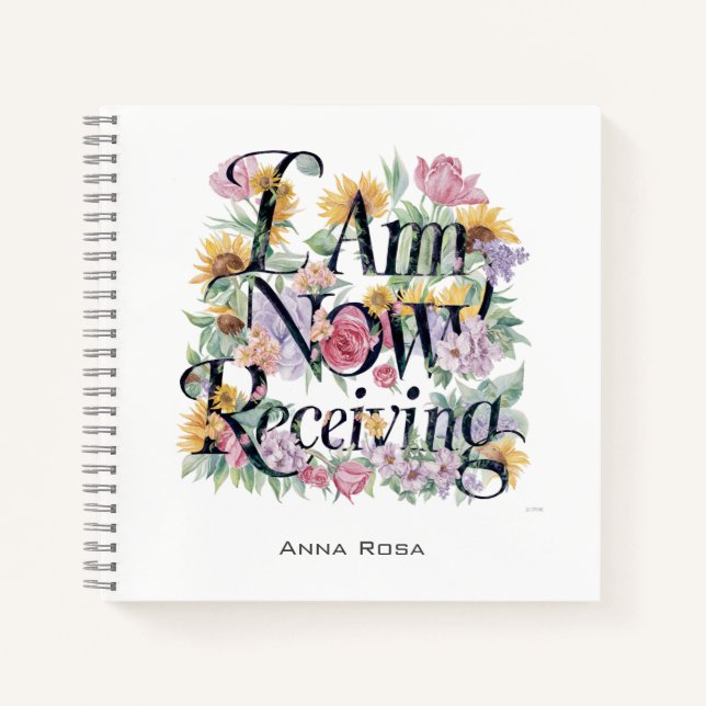 *~* Blume 1 ICH ERHALTE JETZT AP85 Manifesting Notizbuch (Vorderseite)