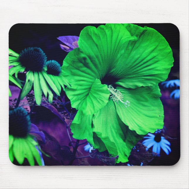 Blume abstrakter grüner Hibiskus Mousepad (Vorne)