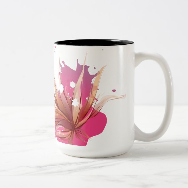 Blume abstrakter Hibisken Zweifarbige Tasse (Rechts)