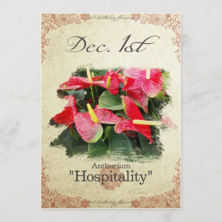 Blume am 1. Dezember "Anthurium" Karte