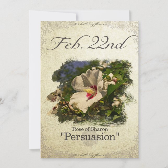 Blume am 22. Februar "Rose Sharon" Karte (Vorderseite)