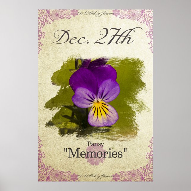 Blume am 27. Dezember "Pansy" Poster (Vorne)