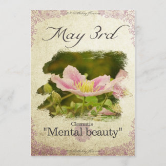 Blume am 3. Mai "Clematis" Karte
