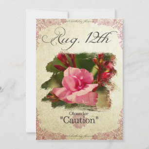 Blume am Geburtstag auf August 12. "Oleander" Karte