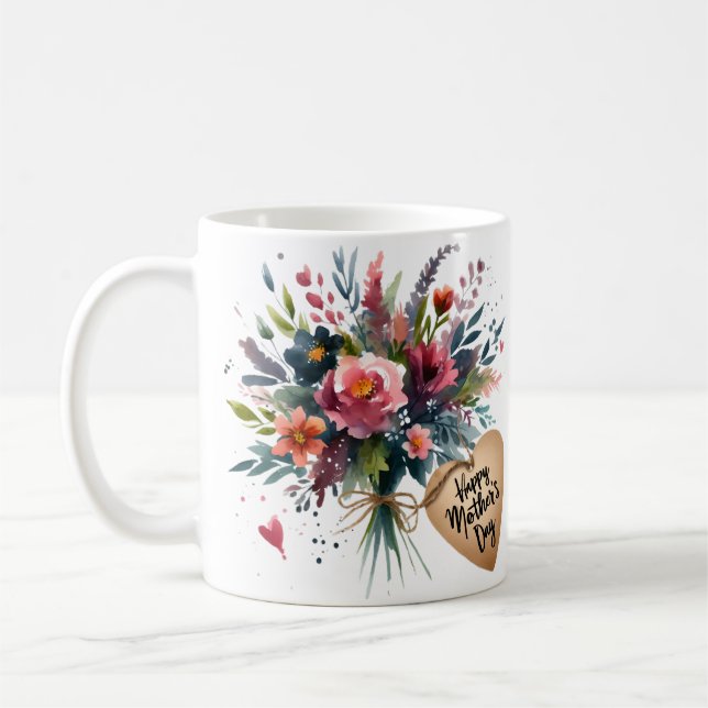 Blume am Muttertag in Aquarell Kaffeetasse (Links)