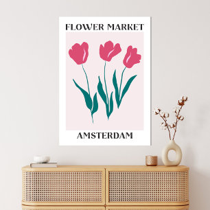 Blume Amsterdam Rosa Tulips Leinwanddruck